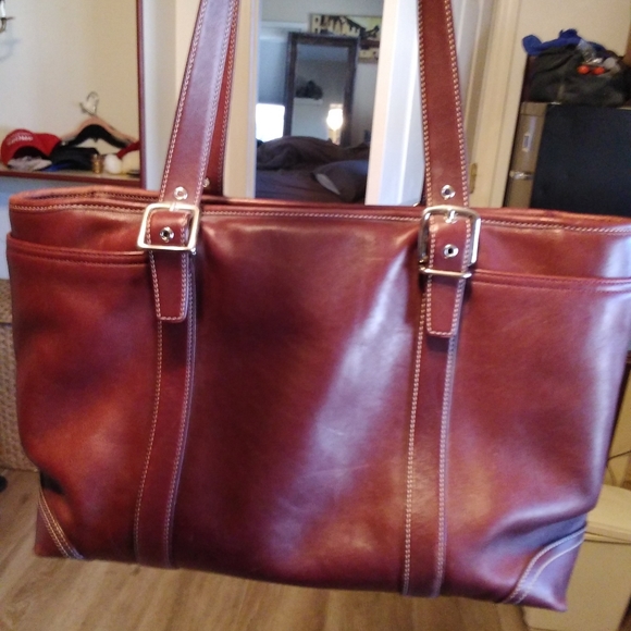 Big BURGENDY COACH BAG - Picture 1 of 7
